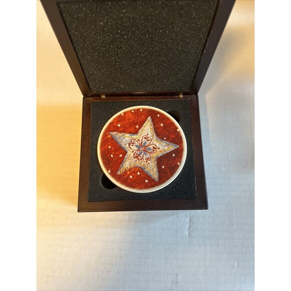 Cypress Home Christmas Deluxe Absorbant Ceramic 4-Coaster Wooden Box Set Cork - Picture 14 of 15